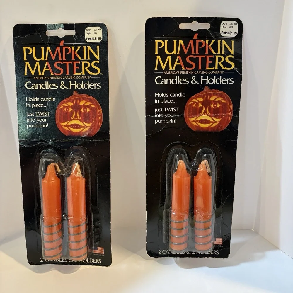 VTG Halloween Candles Ghost Black Cat Pumpkin Candle